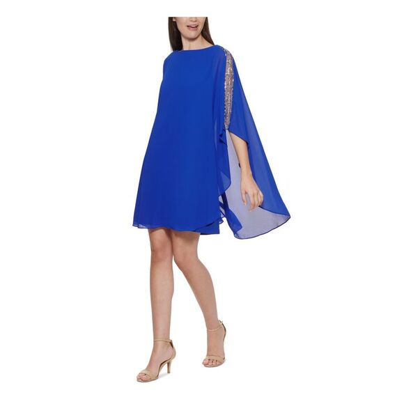 VINCE CAMUTO Womens Lined Chiffon Overlay Sleeveless Short Formal Shift Dress - Picture 3 of 4